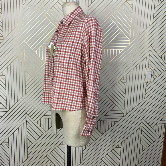 Marine Layer Madeline Relaxed‎ Crop Shirt in Red & White Plaid Size US Medium - Picture 7 of 12